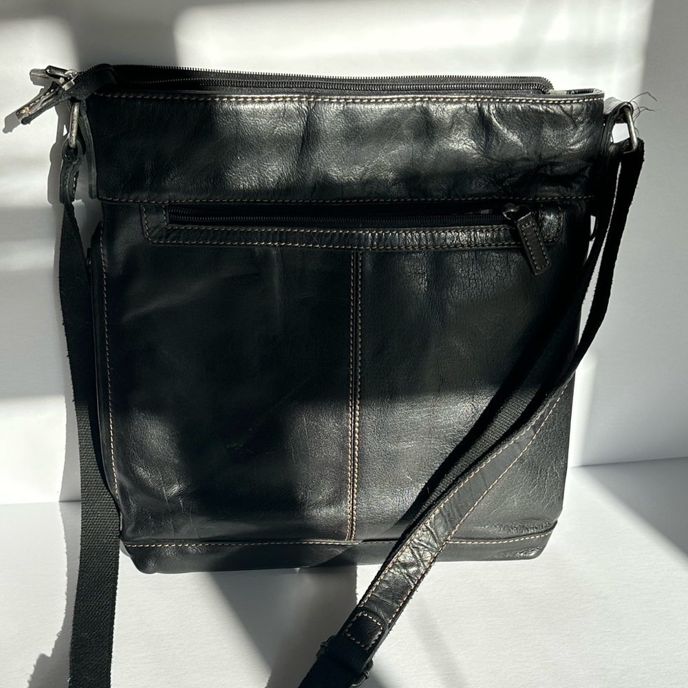 New Jack Georges Voyager Crossbody Bag Black Leather Handbag Purse Unisex